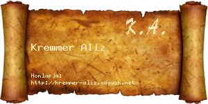 Kremmer Aliz névjegykártya